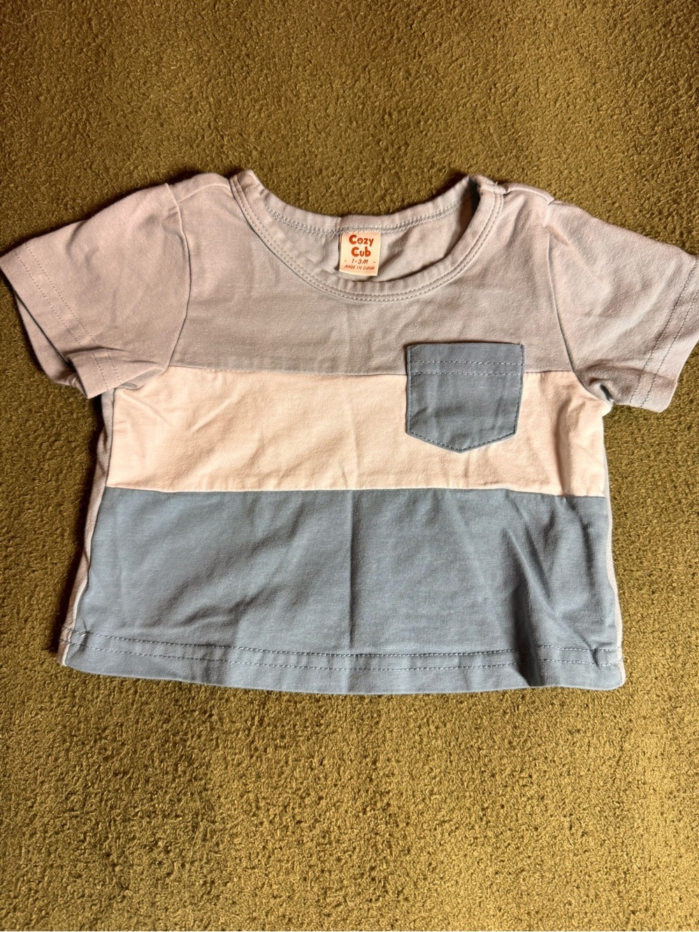 Cozy Cub Short Sleeve Tee - Light Blue & White, NEVER WORN